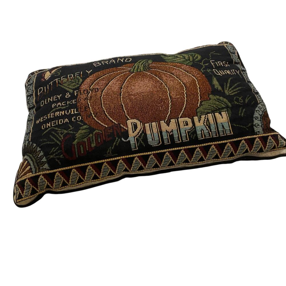 Vintage Can Label Art, Butterfly Pumpkin Vegetable Lumbar Pillow 18.5 W x 12" H - Picture 11 of 14